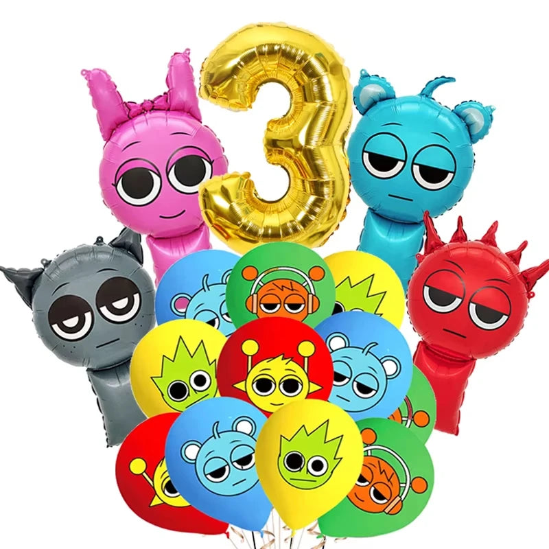 New Sprunki Birthday Party Decoration Balloons Set Kids Boys Favors Birthday Party Supplies IncredibES Tableware for Baby Shower