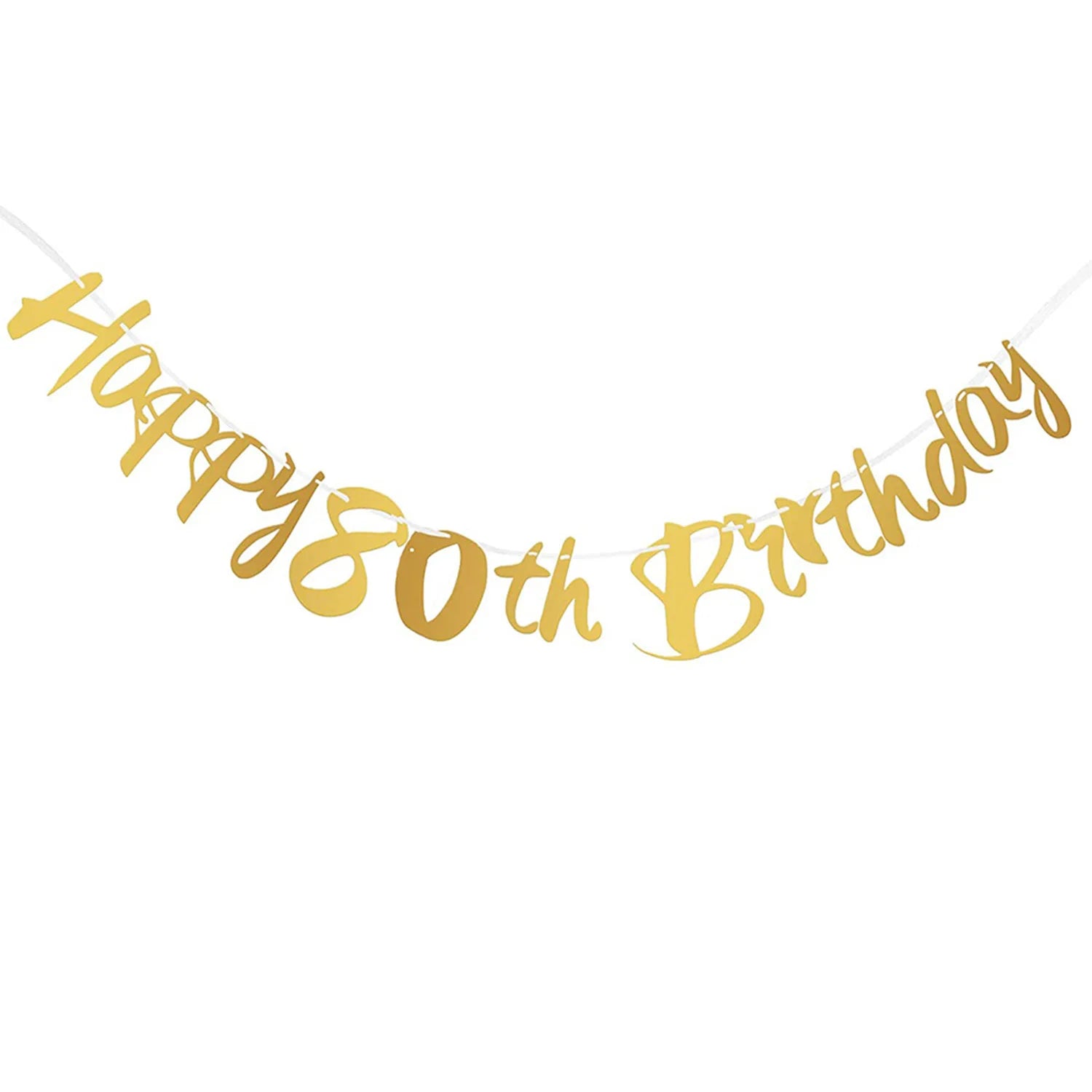 Glitzer Gold Happy Birthday Banner – Geburtstagsdeko für runde Geburtstage | 1. bis 80.