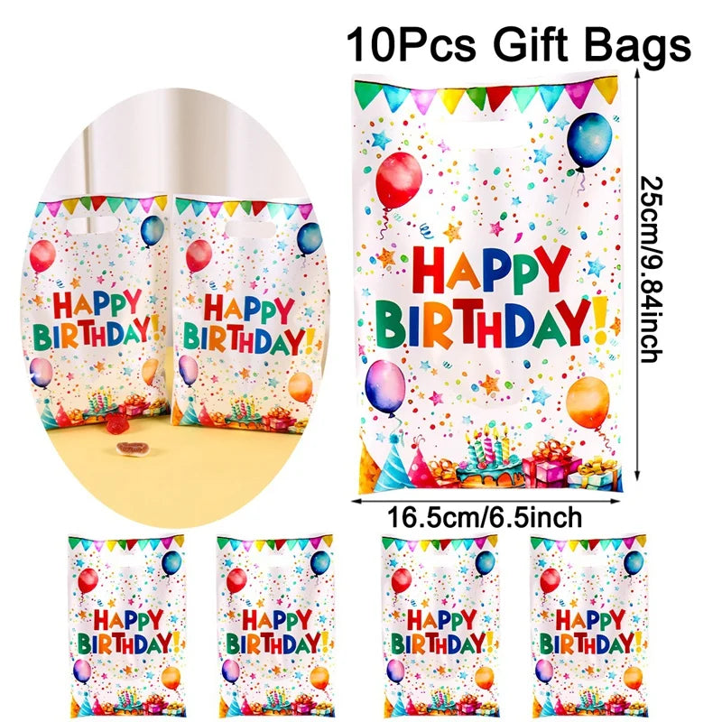 10/20/50pcs Birthday Party Candy Gift Bags Birthday Balloons Hand Bags Happy Birthday Party Decorations Kids Adults Favors Gifts