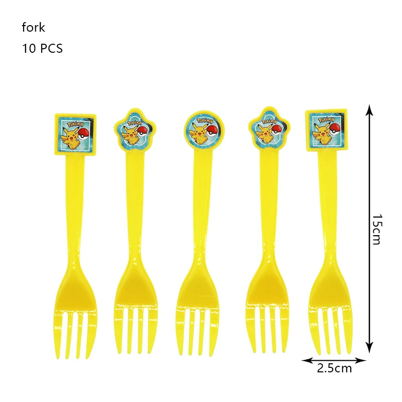 Pokemon Birthday Party Decoration New Ligntning Pikachu Balloon Kid Event Supplies Disposable Tableware Banner Backdrop Plate