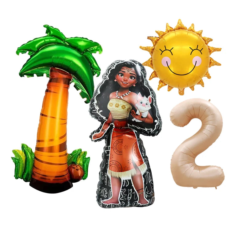 1 Set Ocean Adventure Moana Cartoon  Aluminum Balloons Kids Baby Shower Birthday Party Decoration Supplies