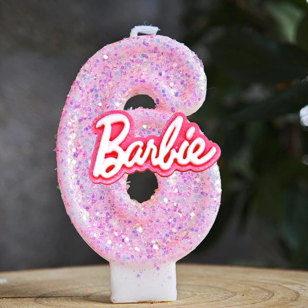 Barbiela Candle Number 0-9 Pink Red Sequin Girls Birthday Cake Decorations Baby Shower  Anniversary Party Gifts