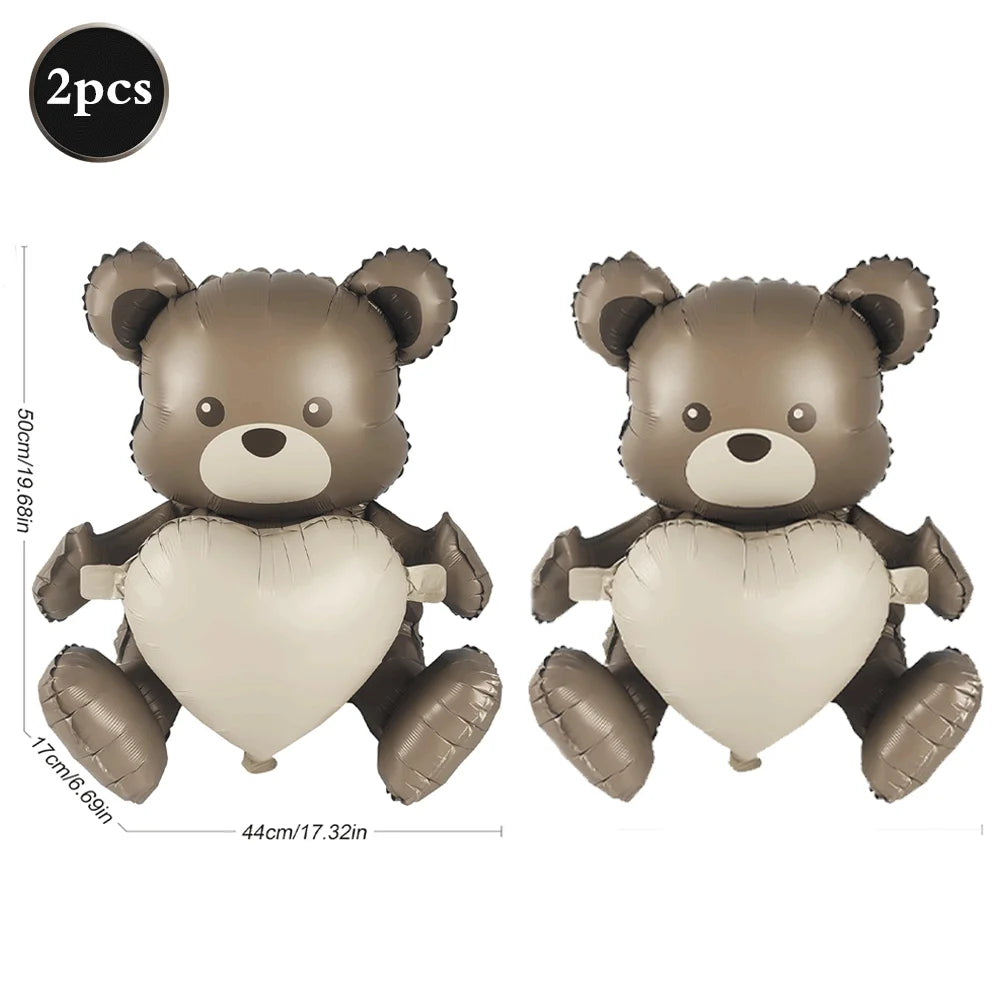 Teddybär Folienballon Set – Süßer Cartoon Bär in Rosa & Creme | Kindergeburtstag & Babyparty