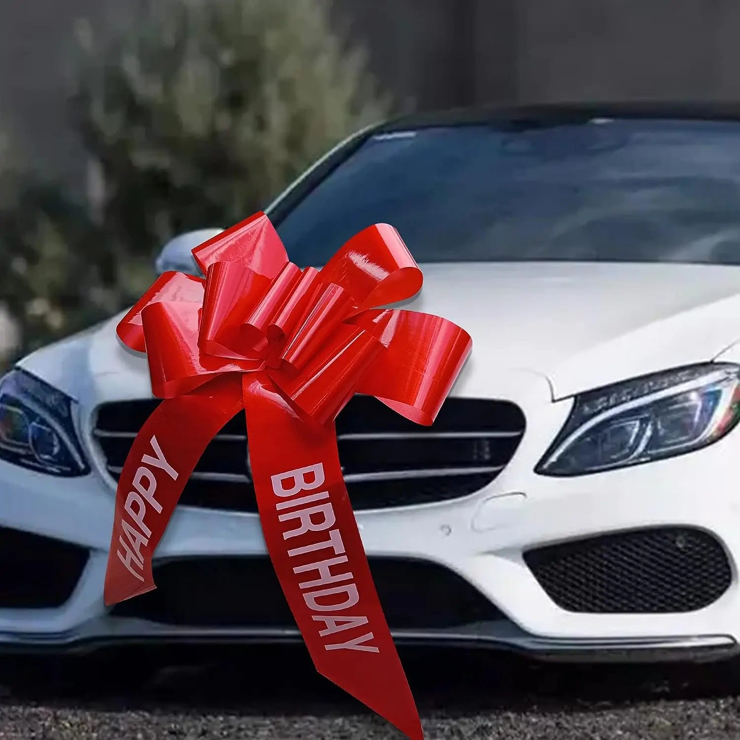 Riesige Happy Birthday Geschenkschleife 30 Zoll – Große Ziehschleife für Auto & Geschenke | Rot