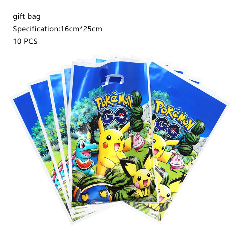 Pokemon Birthday Party Decoration New Ligntning Pikachu Balloon Kid Event Supplies Disposable Tableware Banner Backdrop Plate