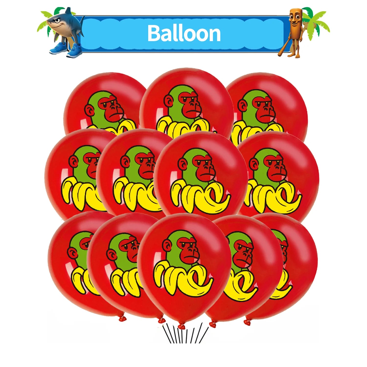 Italian Brainrot Balloons Happy Birthday Tung Tung Sahur Tralalelo Balloons Party Decor Disposable Tableware Cake Topper Toy ﻿