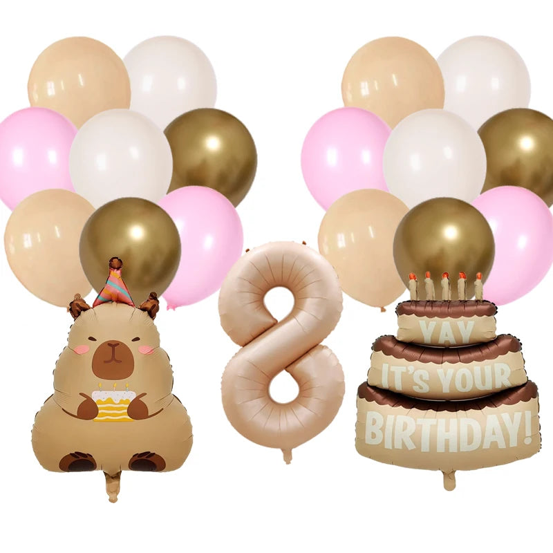 Cute Cartoon Capybara Balloon Capybara Birthday Party Decorations Caramel Foil Number Baby Shower Globos Gift Toys