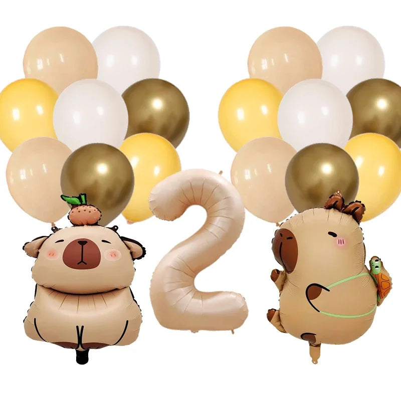 Cute Cartoon Capybara Balloon Capybara Birthday Party Decorations Caramel Foil Number Baby Shower Globos Gift Toys