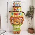 A Teddy Bear Balloon Holding A Cake Is Perfect for Birthday Celebrations and Holiday Gifts. Birthday Cake Decoration Party