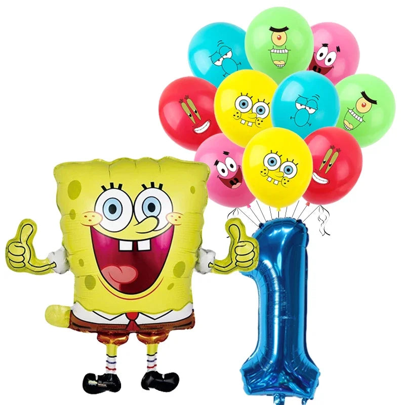 Spongebob Child party Birthday balloon set Patrick Star Foil Number Latex balloon Baby shower Party Decorations Supplies Globos