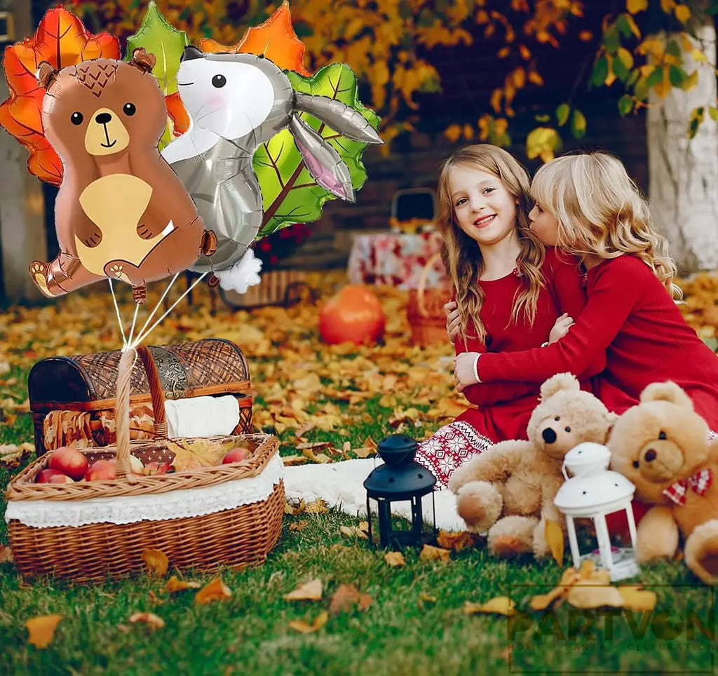 Woodland Animal Balloons Woodland Themed Baby Shower Birthday Fall Party Decor Fox Deer Tiger Bear Forest Animal Mylar Balloon