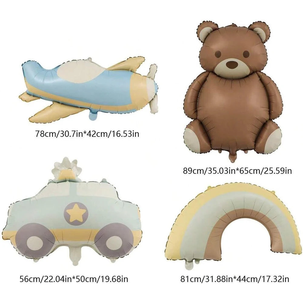 Teddybär Folienballon Set – Süßer Cartoon Bär in Rosa & Creme | Kindergeburtstag & Babyparty