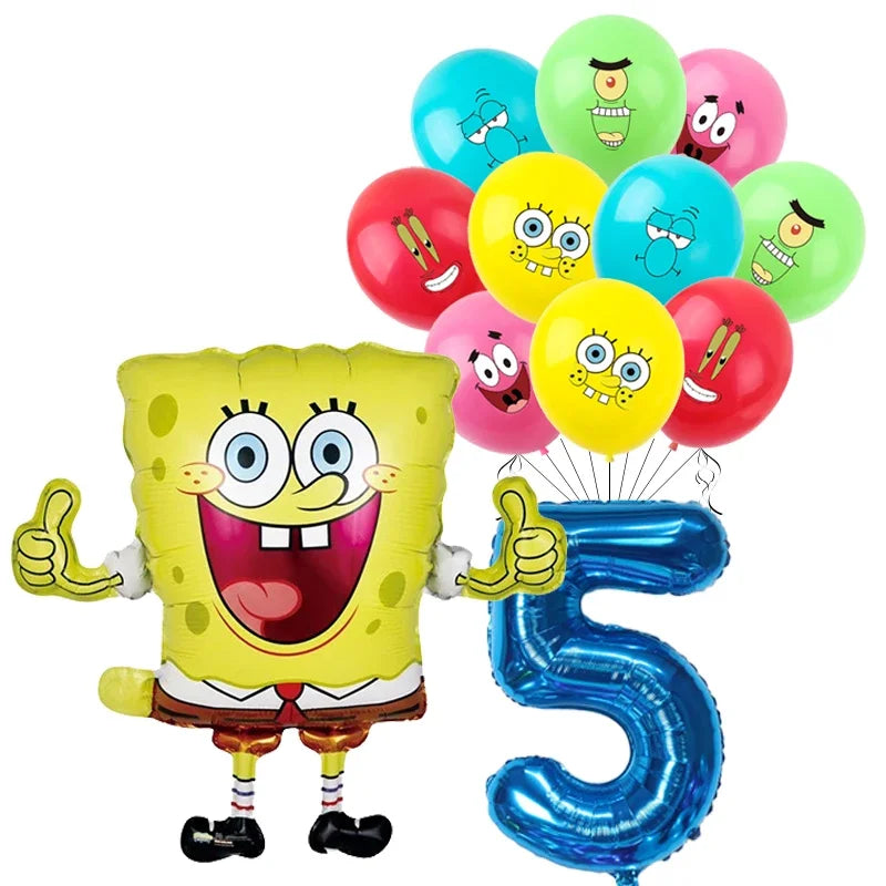Spongebob Child party Birthday balloon set Patrick Star Foil Number Latex balloon Baby shower Party Decorations Supplies Globos