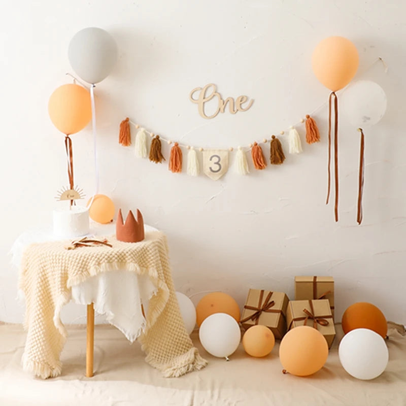 Baby Geburtstag Fransen Banner & Fotorequisite – 1. 2. 3. Geburtstag | Meilenstein Deko Set