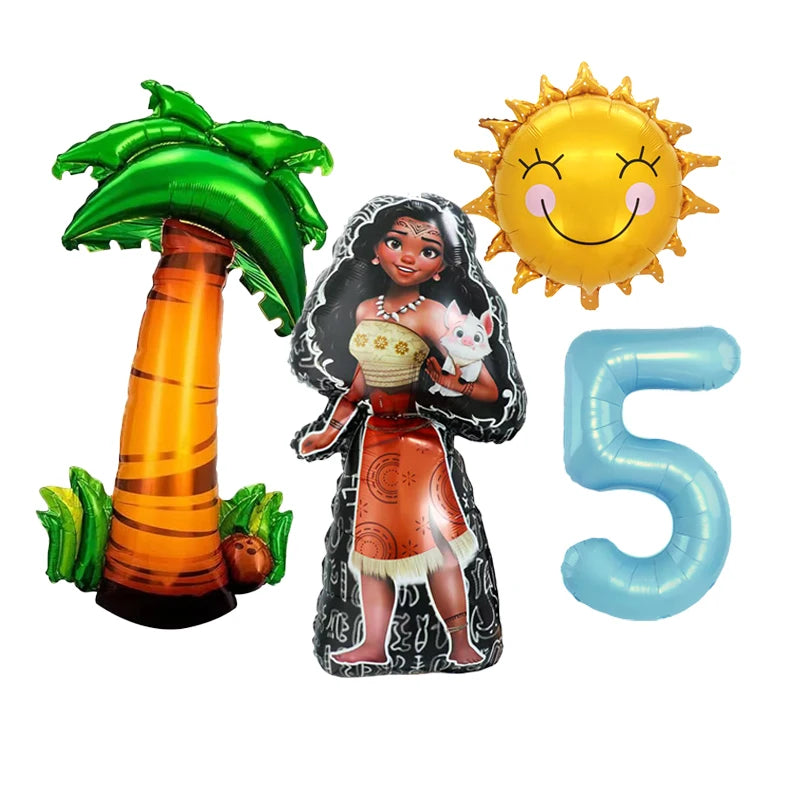 1 Set Ocean Adventure Moana Cartoon  Aluminum Balloons Kids Baby Shower Birthday Party Decoration Supplies