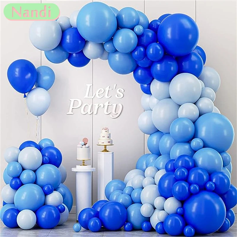 111 Pieces Gray Blue and White Balloon Arch Set Marine Themed Birthday Gift Party Holiday Indoor and Outdoor Decoration Supplies