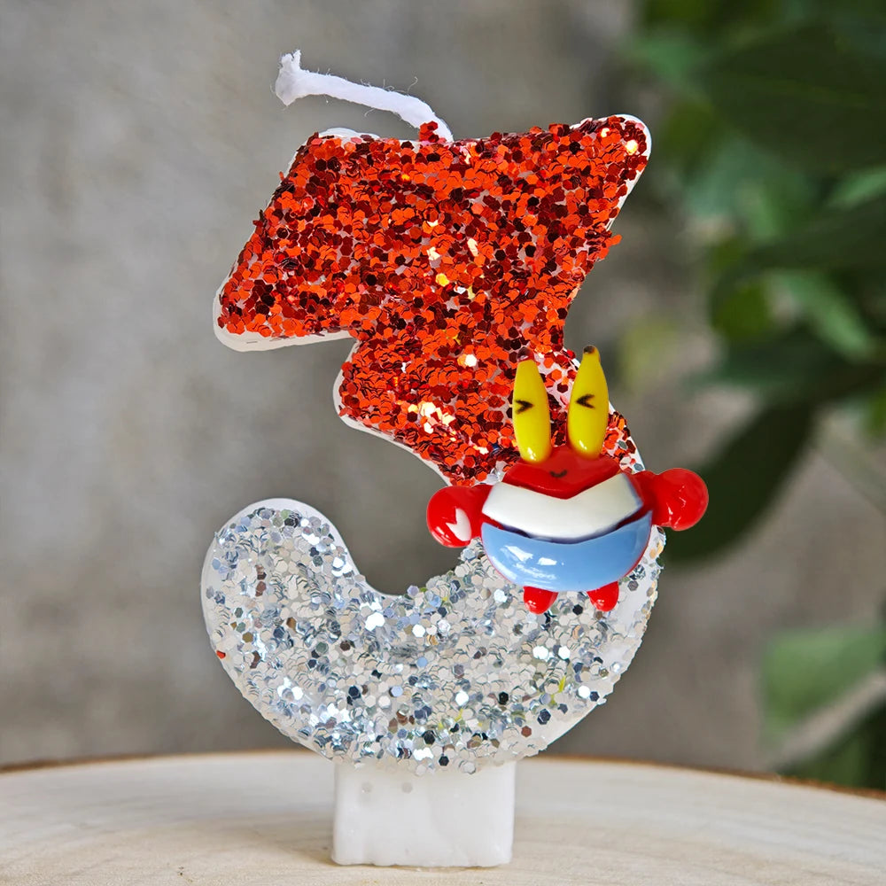 Cartoon SpongeBob Birthday Party Candles Set Cute Cake Topper Decorations for Baby Shower Birthday Cake Decor Accessories