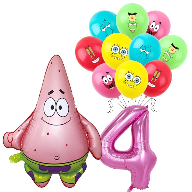 Spongebob Child party Birthday balloon set Patrick Star Foil Number Latex balloon Baby shower Party Decorations Supplies Globos
