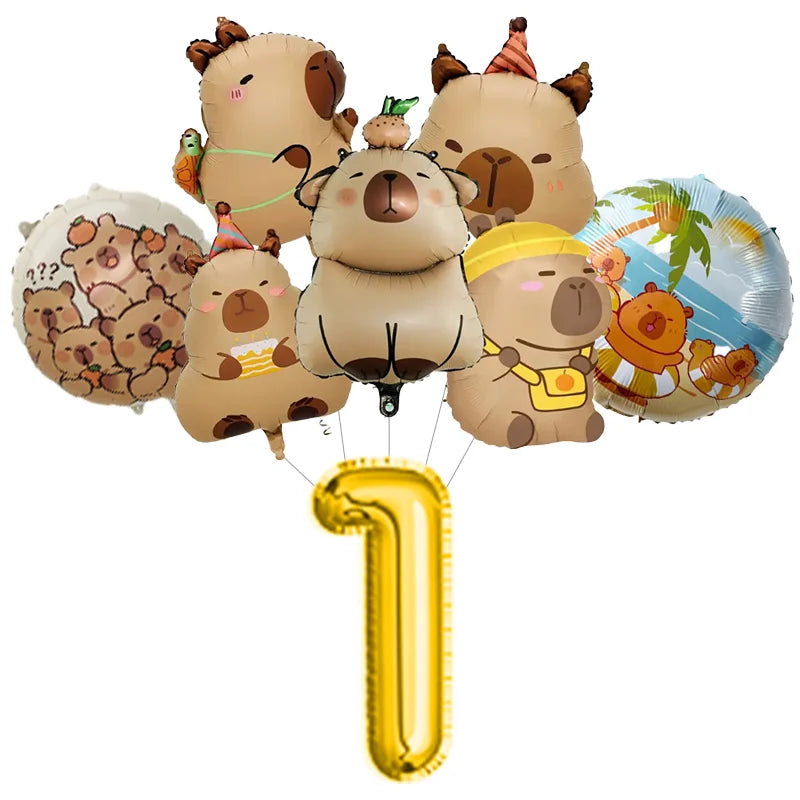 Capybara Birthday Party Decoration Happy Balloons Girl Tablecloth Tableware Surprises Cake Topper Accessories Banner Napkins Set