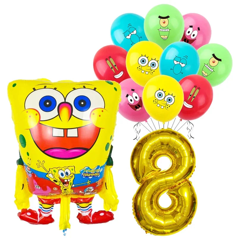 Spongebob Child party Birthday balloon set Patrick Star Foil Number Latex balloon Baby shower Party Decorations Supplies Globos