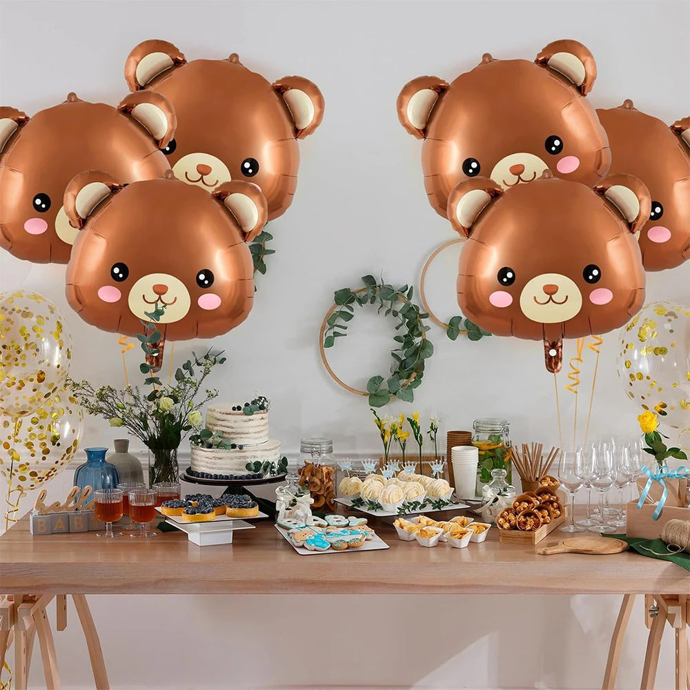 Teddybär Folienballon Set – Süßer Cartoon Bär in Rosa & Creme | Kindergeburtstag & Babyparty