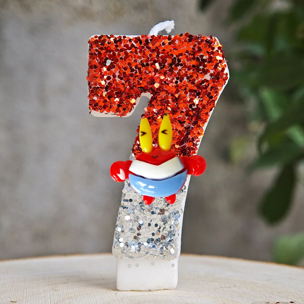 Cartoon SpongeBob Birthday Party Candles Set Cute Cake Topper Decorations for Baby Shower Birthday Cake Decor Accessories
