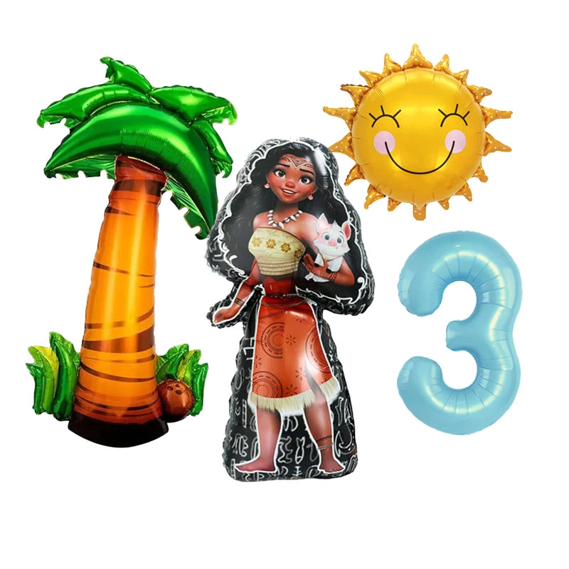 1 Set Ocean Adventure Moana Cartoon  Aluminum Balloons Kids Baby Shower Birthday Party Decoration Supplies