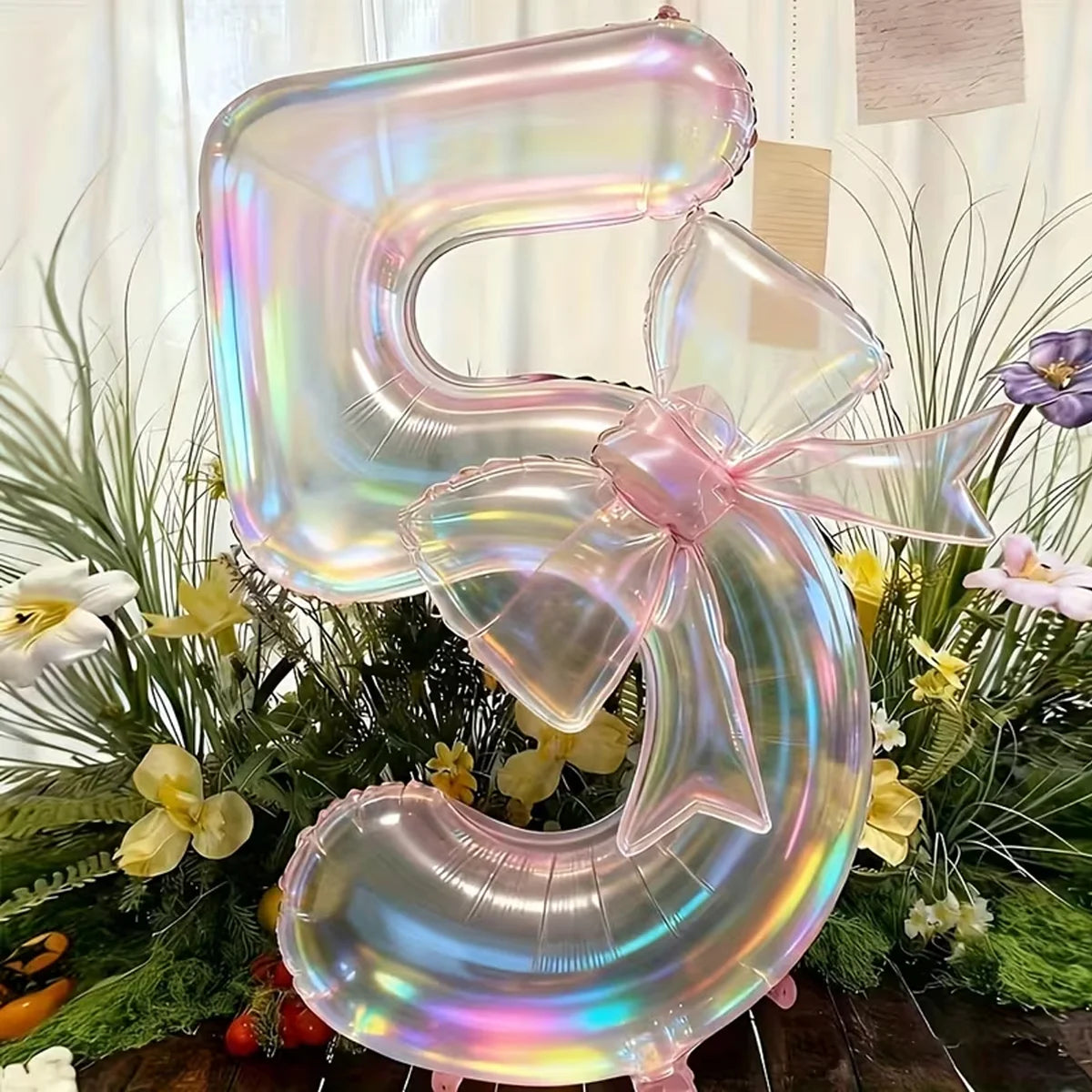 2er-Set Transparente Zahlenballons 0–9 mit Schleife – Geburtstag & Party Deko