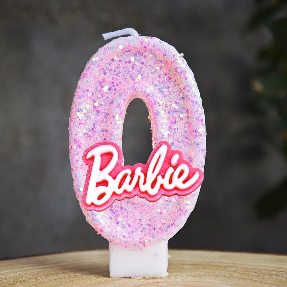 Barbiela Candle Number 0-9 Pink Red Sequin Girls Birthday Cake Decorations Baby Shower  Anniversary Party Gifts