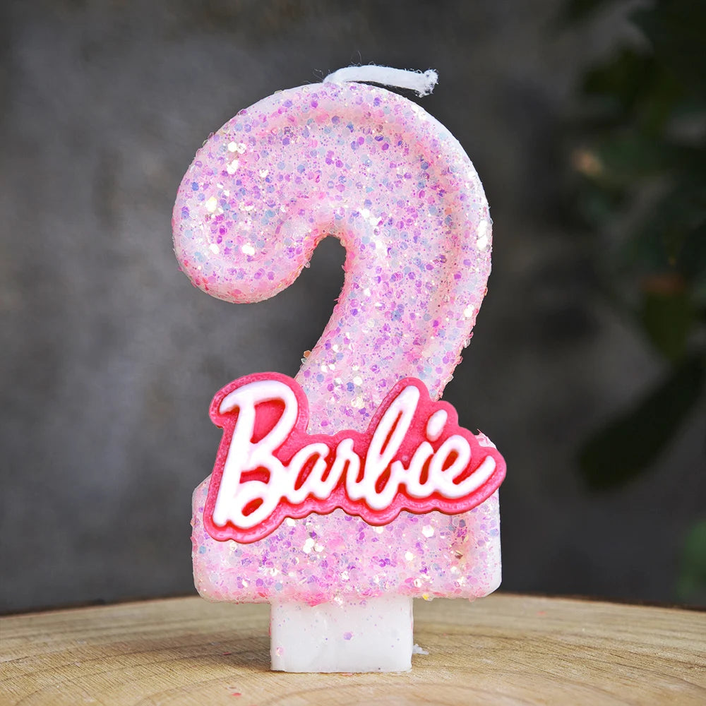 Barbiela Candle Number 0-9 Pink Red Sequin Girls Birthday Cake Decorations Baby Shower  Anniversary Party Gifts