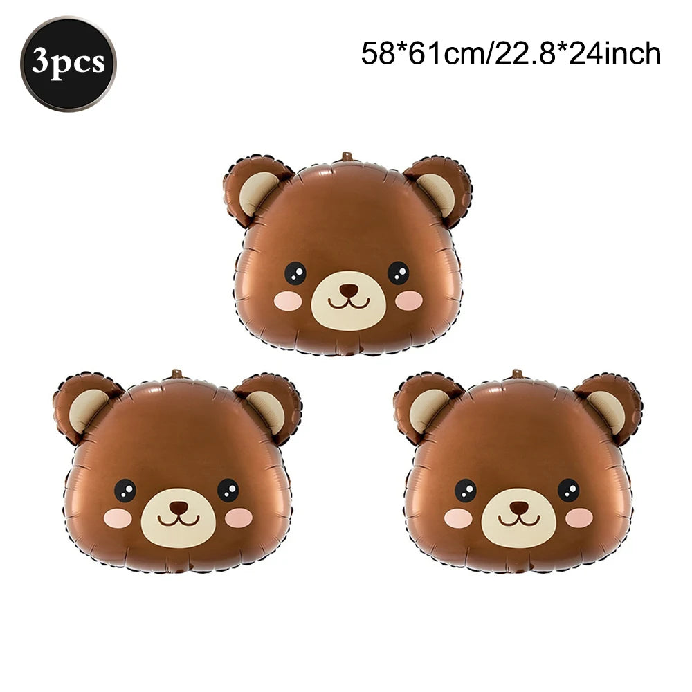Teddybär Folienballon Set – Süßer Cartoon Bär in Rosa & Creme | Kindergeburtstag & Babyparty