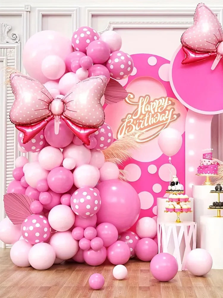 99-teiliges Rosa-Weiß Schleifenballon-Set – Geburtstag, Babyshower & Party Deko