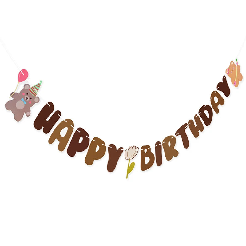 Teddybär Happy Birthday Banner Girlande – Wimpelkette für Kindergeburtstag | 5 Designs
