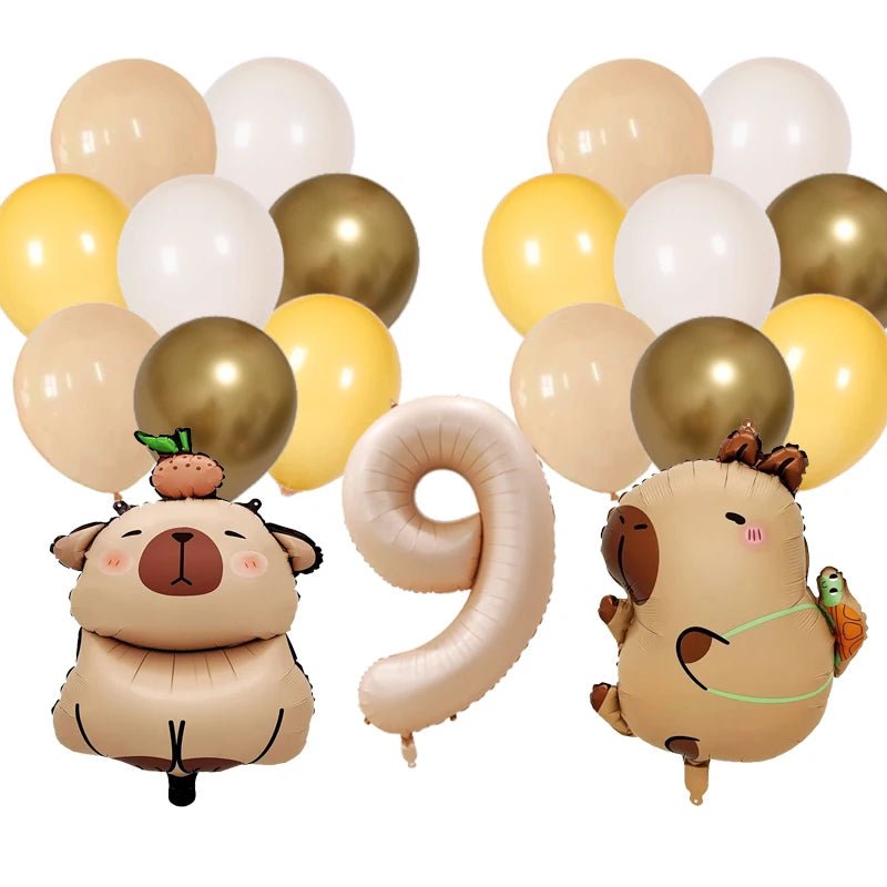 Cute Cartoon Capybara Balloon Capybara Birthday Party Decorations Caramel Foil Number Baby Shower Globos Gift Toys