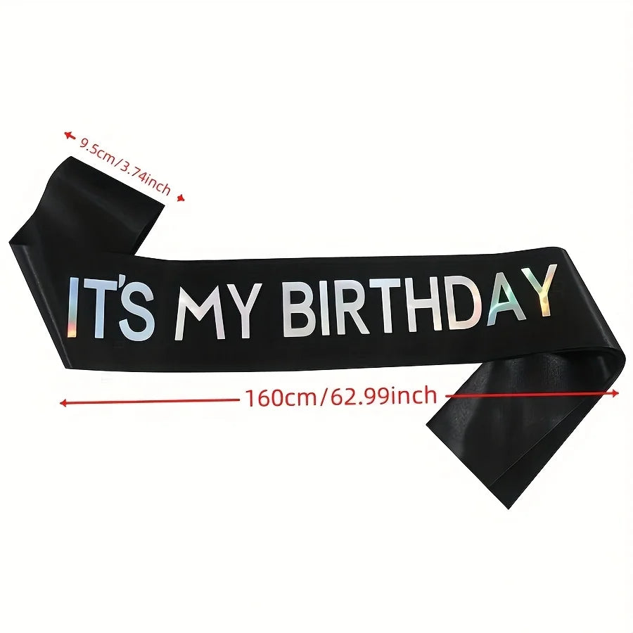 It's My Birthday Party Decoration with Strap, Etiquette Strap, Color Ding Cloth, Hot Stamped Belt, Ribbon