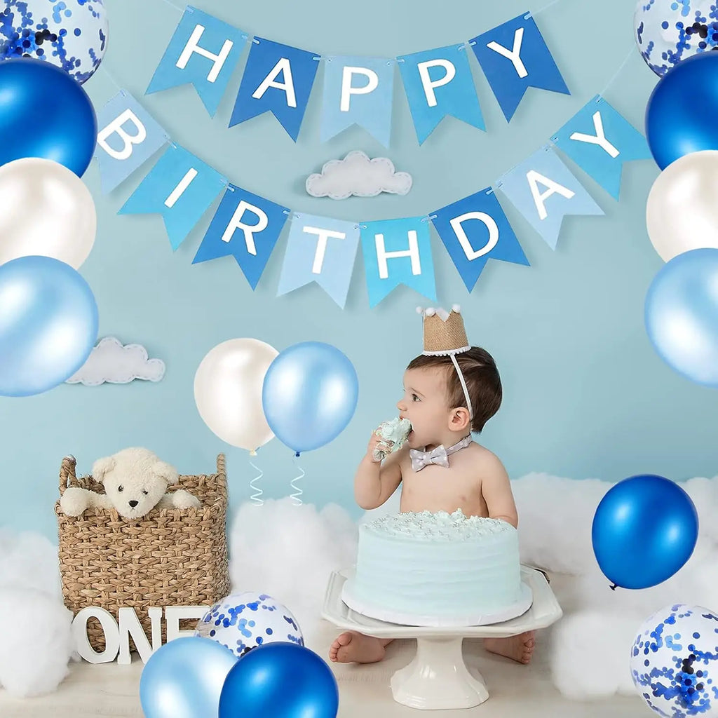 Happy Birthday Banner & Konfetti-Latexballons Set – 12 Zoll | Geburtstagsdeko für Kinder