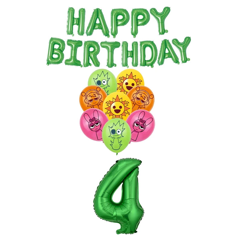Sprunki Birthday Party Decorations Balloons Backdrop Banners Tableware Set Tablecloth Cups Plates Straws Kids Party Supplies