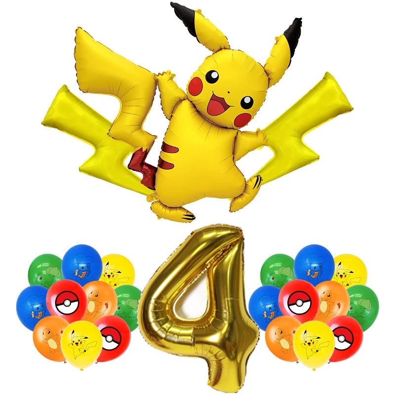 Pokemon Birthday Party Decoration New Ligntning Pikachu Balloon Kid Event Supplies Disposable Tableware Banner Backdrop Plate