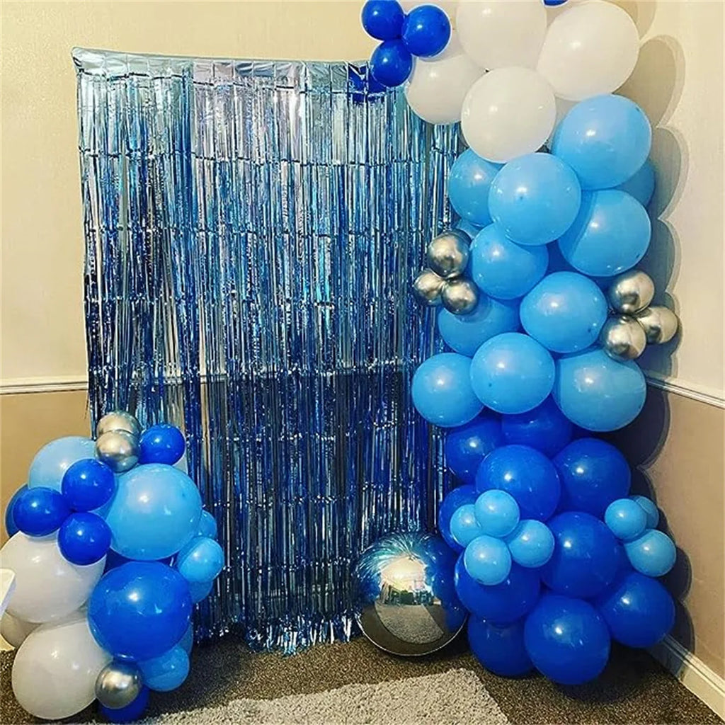 111 Pieces Gray Blue and White Balloon Arch Set Marine Themed Birthday Gift Party Holiday Indoor and Outdoor Decoration Supplies