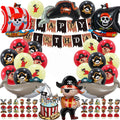 Pirate Birthday Party Decorations, 38 Pieces with Banner, Balloons, Cupcake Toppers, Ship and Shark Foil Balloons