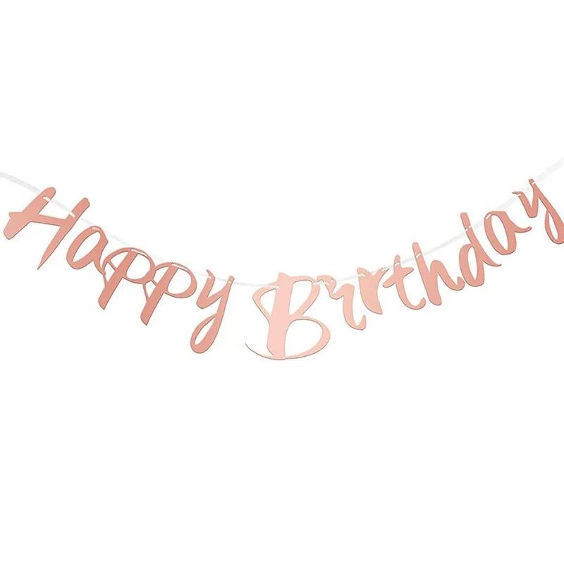 Glitzer Gold Happy Birthday Banner – Geburtstagsdeko für runde Geburtstage | 1. bis 80.