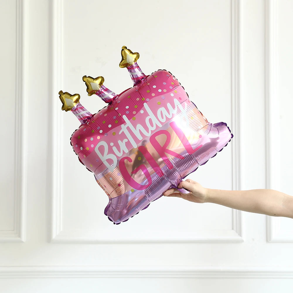 Princess Birthday Party Decor Pink Castle Carriage Crown Cat Birthday Cake Foil Balloon Girl Birthday Baby Shower Party Supplies