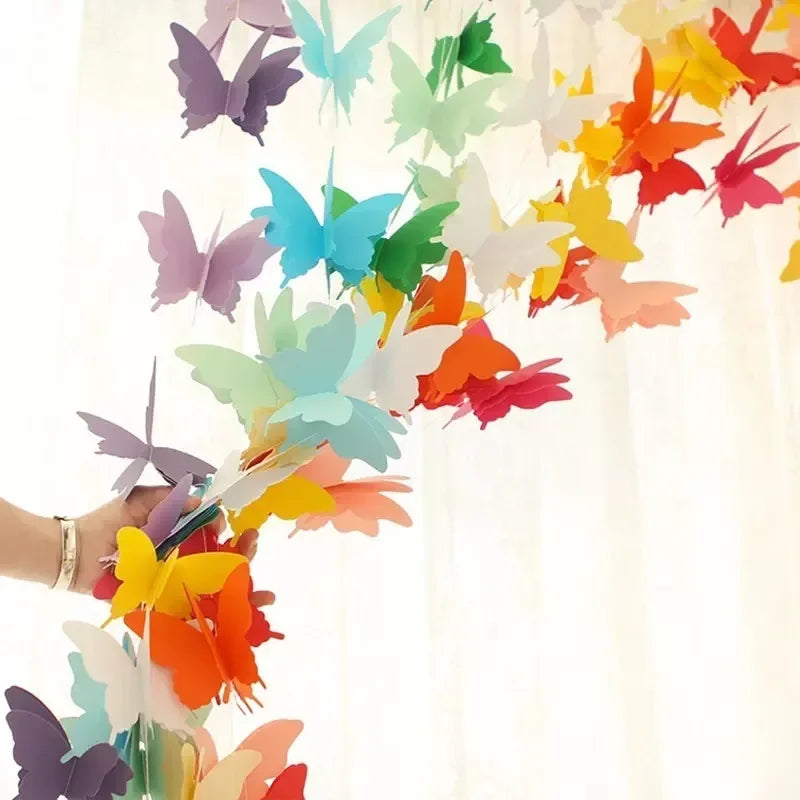 3D Schmetterling Papiergirlande – Bunte Wimpelkette für Geburtstag & Party | 2m