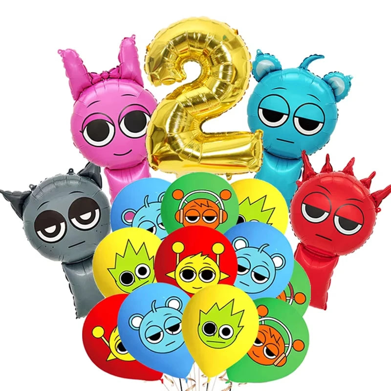 New Sprunki Birthday Party Decoration Balloons Set Kids Boys Favors Birthday Party Supplies IncredibES Tableware for Baby Shower