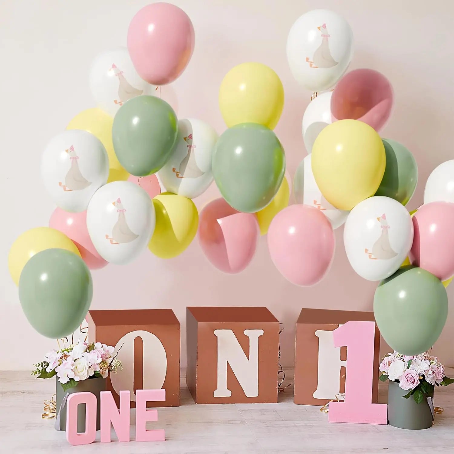Bow Goose Balloons  One Silly Goose Birthday Party Decorations Baby Shower Decor
