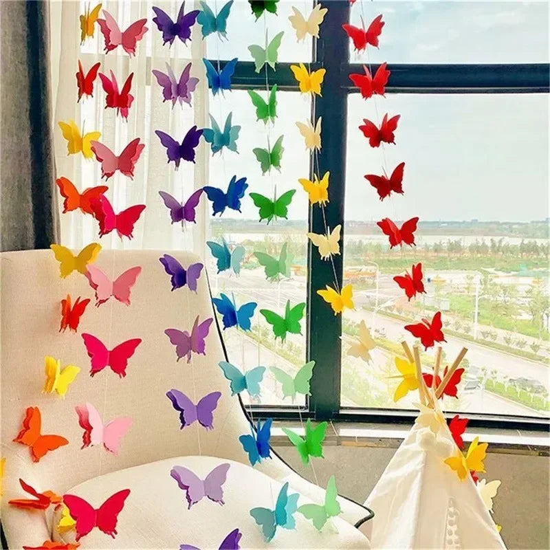 3D Schmetterling Papiergirlande – Bunte Wimpelkette für Geburtstag & Party | 2m