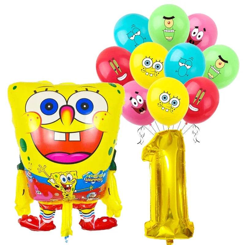 Spongebob Child party Birthday balloon set Patrick Star Foil Number Latex balloon Baby shower Party Decorations Supplies Globos