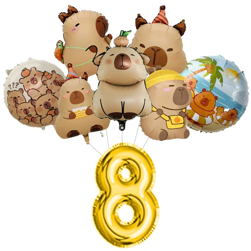 Capybara Birthday Party Decoration Happy Balloons Girl Tablecloth Tableware Surprises Cake Topper Accessories Banner Napkins Set
