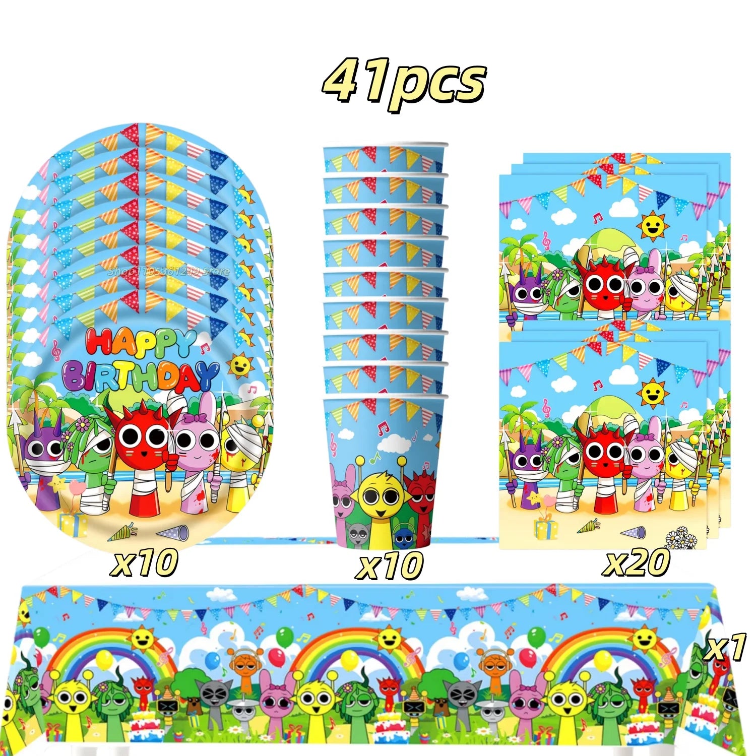 New Sprunki Birthday Party Decoration Balloons Set Kids Boys Favors Birthday Party Supplies IncredibES Tableware for Baby Shower