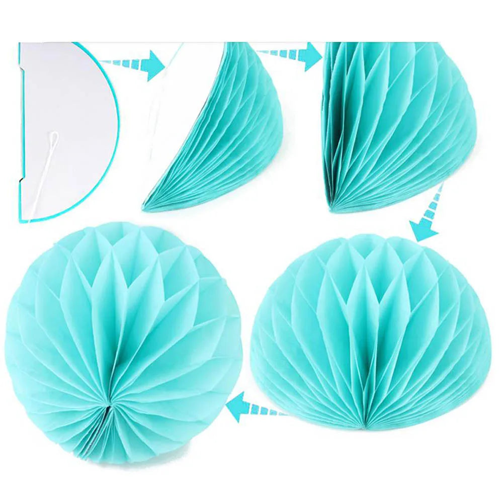 Baby Boy Girl 1st Birthday Party Favor Pink White Set Round Paper Ball Lantern Folding Baptism Wedding Decor Honeycomb Pompom